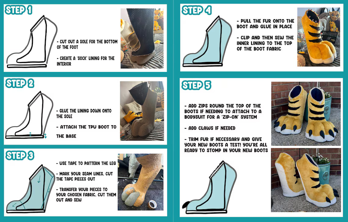 TPU Flexible digitigrade fursuit feet paws